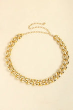 Gold chunky curb chain necklace with interlocking links and adjustable clasp