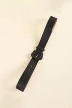 Gold glitter PU leather belt with rectangular buckle for women