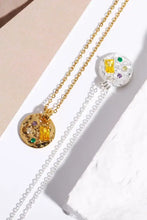 Gold hammered zircon round pendant copper necklace with inlaid multicolored zircon