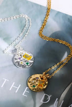 Gold hammered zircon round pendant copper necklace with inlaid multicolored zircon