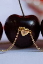 Gold Heart Pendant Necklace with Adjustable Chain Length 14K Gold Plated