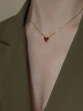 Gold Heart Pendant Necklace in Titanium Steel with Adjustable Chain Length Gold One Size