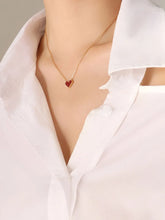Gold Heart Pendant Necklace in Titanium Steel with Adjustable Chain Length