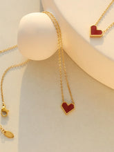 Gold Heart Pendant Necklace in Titanium Steel with Adjustable Chain Length