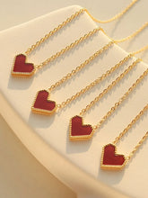 Gold Heart Pendant Necklace in Titanium Steel with Adjustable Chain Length