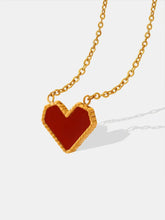 Gold Heart Pendant Necklace in Titanium Steel with Adjustable Chain Length