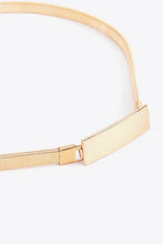 Gold iron skinny belt with rectangular textured buckle choker