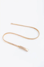 Gold iron skinny belt with rectangular buckle and pendant for women