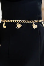 Gold love alloy belt with sun and heart charms