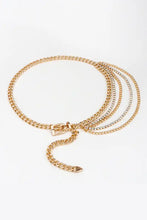Gold metal chain belt with rhinestone decor and padlock charm