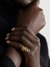 Stainless Steel Gold Plated Multi Band Statement Ring