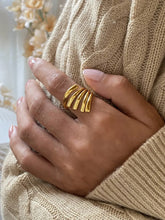 Stainless Steel Gold Plated Multi Band Statement Ring Gold One Size