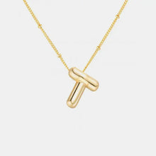 Gold-Plated Bubble Initial Necklace Style T One Size Necklaces