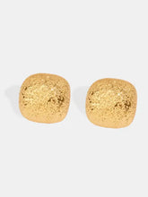 Two textured gold geometric stud earrings