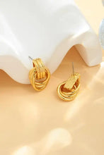 Gold-Plated Knotted Stud Earrings with Intertwined Hoops