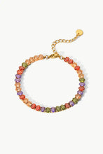 Gold plated multicolored zircon bracelet with stainless steel chain length