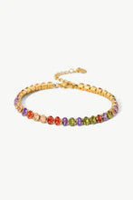 Gold plated multicolored zircon bracelet with stainless steel chain length