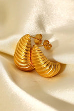 Gold-Plated Shore Spiral Stud Hoop Earrings with Amber Beads