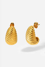 Pair of textured gold-plated shore spiral stud hoop earrings