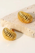 Pair of gold-plated shore spiral stud textured hoop earrings