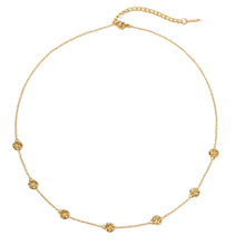 Gold Plated Stainless Steel Necklace with Floral and Circular Charms Fashion Jewelry