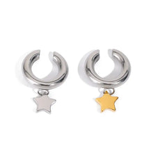 Gold-plated stainless steel star clip ear cuffs set with silver and gold charms