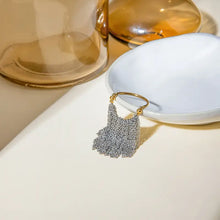 Silver gold-plated stainless steel tassel chain dangle hoop earrings