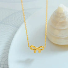 Gold-Plated Titanium Steel Bow Pendant Necklace Necklaces