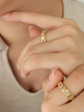 Gold Plated Titanium Steel Eternity Ring with Rectangular Crystals Gold