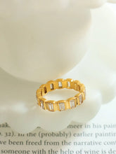 Gold Plated Titanium Steel Eternity Ring with Rectangular Crystals