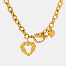 Gold-Plated Titanium Steel Heart Pendant Necklace with Toggle Clasp