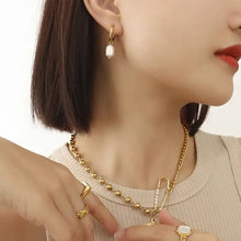 Gold-Plated Titanium Steel Pearl Earrings Earrings