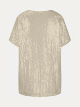Gold Sequin V Neck Top for Women