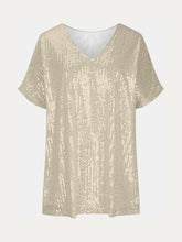 Gold Sequin V Neck Top for Women