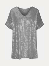 Gold Sequin V Neck Top for Women