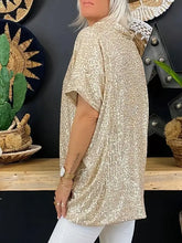 Gold Sequin V Neck Top for Women Woman T Shirts