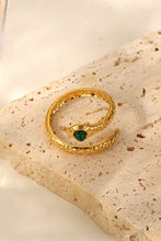 Gold Snake Bypass Ring with Malachite Stone
