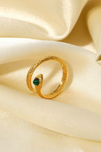 Gold Snake Bypass Ring with Malachite Stone