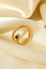 Gold Snake Bypass Ring with Malachite Stone Fashion Jewelry