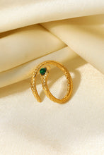 Gold Snake Bypass Ring with Malachite Stone