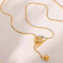 Gold snake chain stainless steel bead necklace with toggle clasp pendant