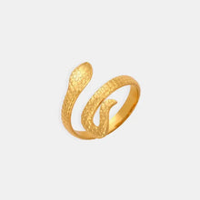 Textured gold snake shape bypass ring in titanium steel