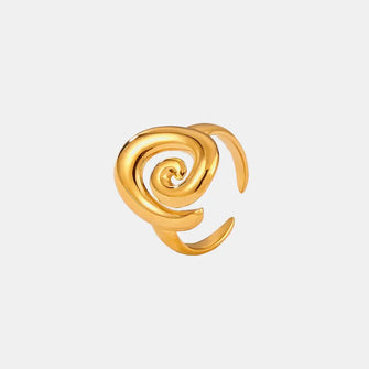 Gold Spiral Jewelry Set Titanium Steel Gold Plated Fashion Ring Gold One Size