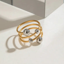 Gold Spiral Ring with Silver Beads Stainless Steel Fashion Jewelry Fashion Jewelry