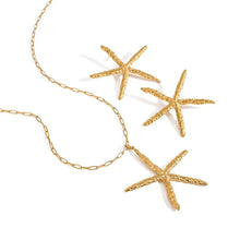 Gold starfish pendant necklace with adjustable chain length
