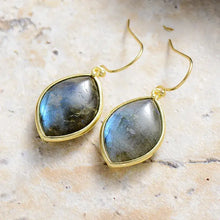 Gold-plated marquise labradorite stone teardrop earrings
