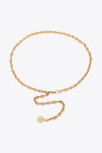 Gold sun charm iron chain belt with floral pendant and oval links