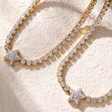 Gold titanium steel zircon star necklace with cubic zirconia stones