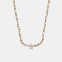 Gold titanium steel zircon star necklace with clear gemstones