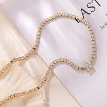 Gold titanium steel zircon star necklace with diamond chains